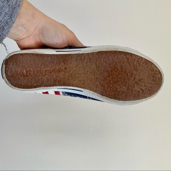 Superga Red & Blue USA Flag Low Top Sneakers Star Spangled Banner Lace up - Picture 5 of 8